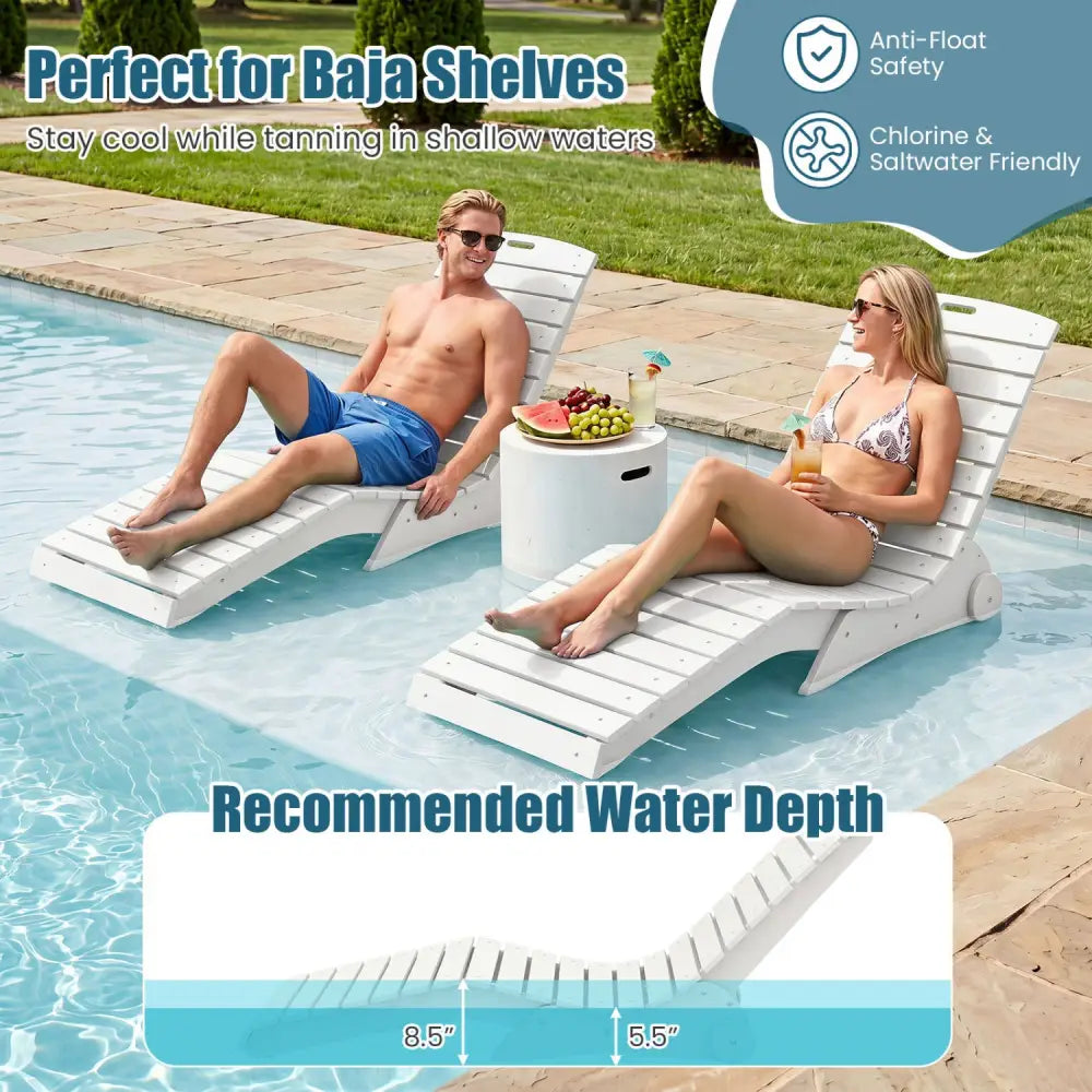 In-Pool Lounge Chair with Weighted Anti-Floating Design 450 LBS for Baja Shelf-White - White - Outdoor Chaise Lounges