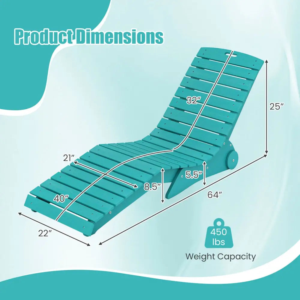In-Pool Lounge Chair with Weighted Anti-Floating Design 450 LBS for Baja Shelf-Turquoise - Turquoise - Outdoor Chaise