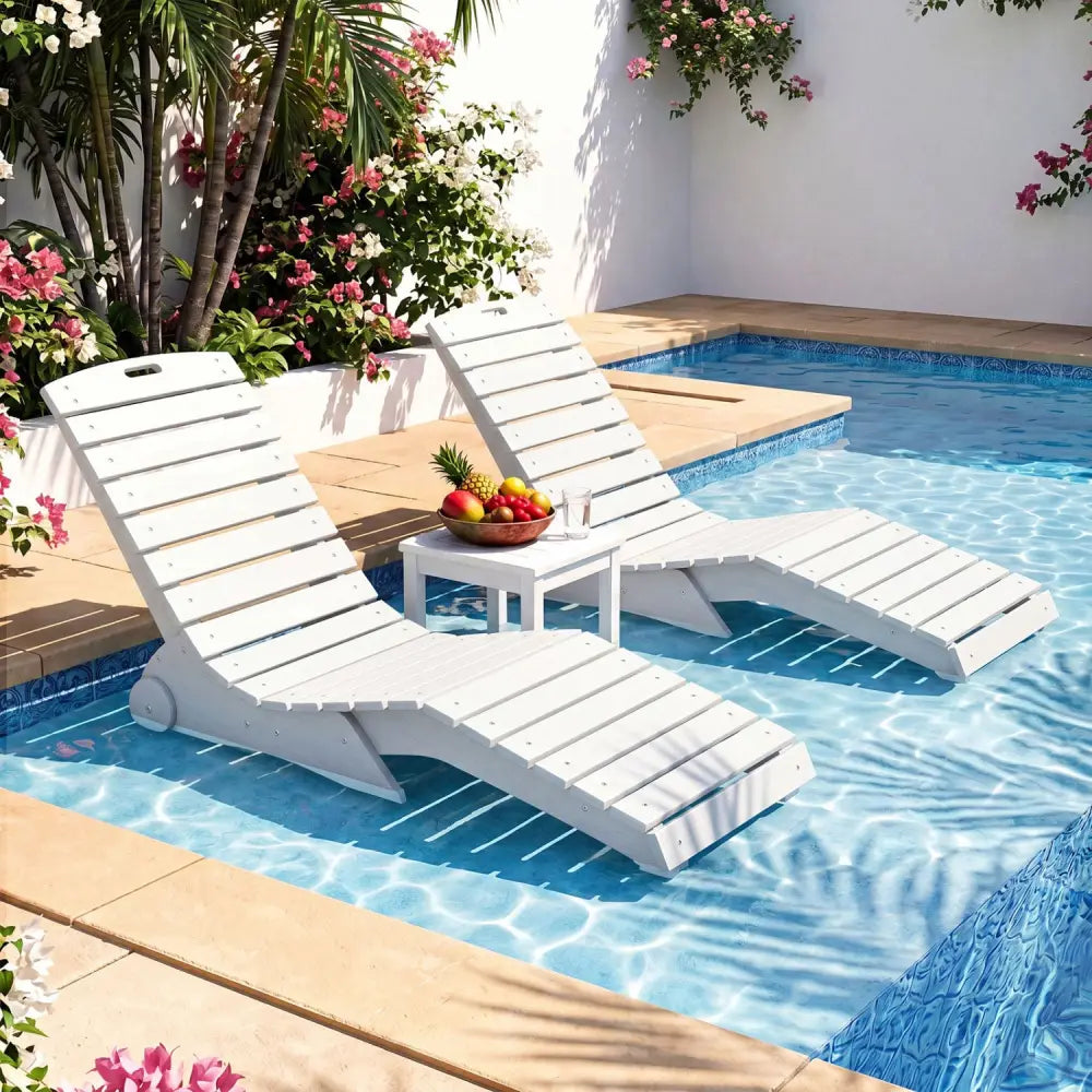 In-Pool Lounge Chair with Weighted Anti-Floating Design 450 LBS for Baja Shelf-White - White - Outdoor Chaise Lounges