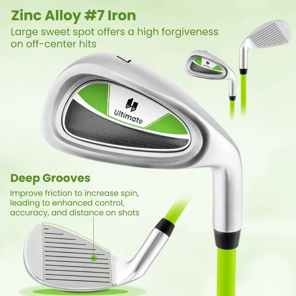 Individual Gold Club for Boys and Girls with Fiberglass Shaft and Headcover-Green - Green - Golf