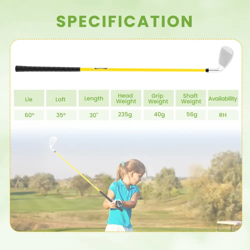 Individual Gold Club for Boys and Girls with Fiberglass Shaft and Headcover-Yellow - Yellow - Golf