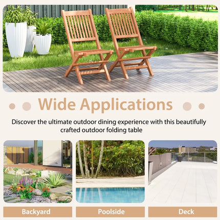 Indonesia Teak Wood Patio Folding Dining Chair with Slatted Seat - Natural - Patio Dining Chairs