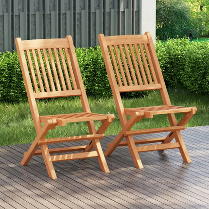 Indonesia Teak Wood Patio Folding Dining Chair with Slatted Seat - Natural - Patio Dining Chairs