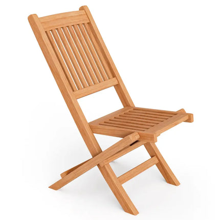 Indonesia Teak Wood Patio Folding Dining Chair with Slatted Seat - Natural - Patio Dining Chairs