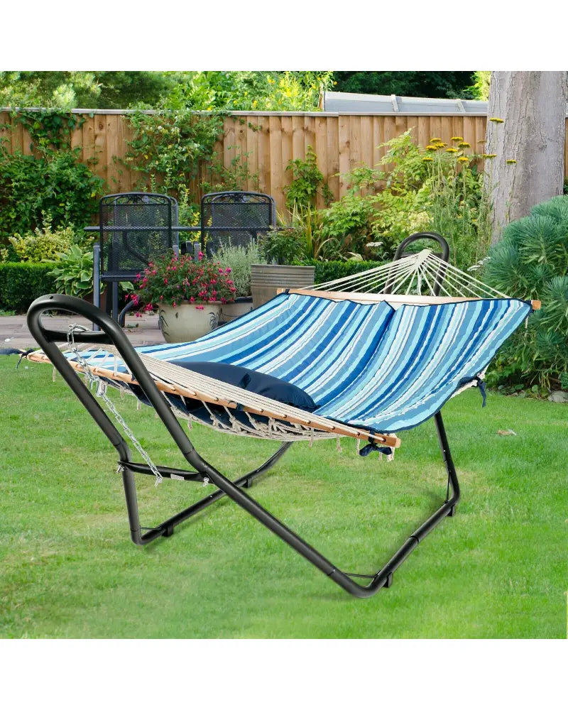 Indoor and Outdoor Hammock Frame Heavy Steel Frame Hanging Hooks - Black - Hammocks