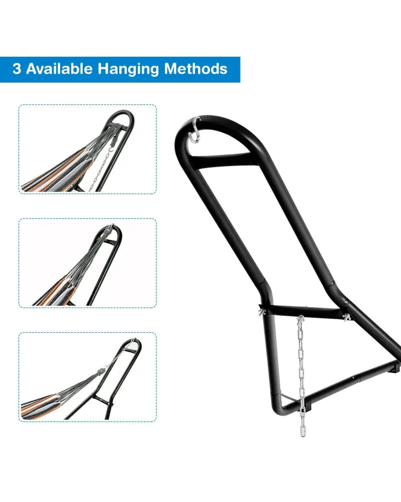 Indoor and Outdoor Hammock Frame Heavy Steel Frame Hanging Hooks - Black - Hammocks