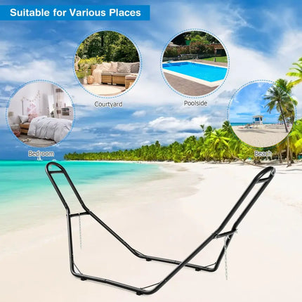 Indoor and Outdoor Hammock Frame Heavy Steel Frame Hanging Hooks - Black - Hammocks