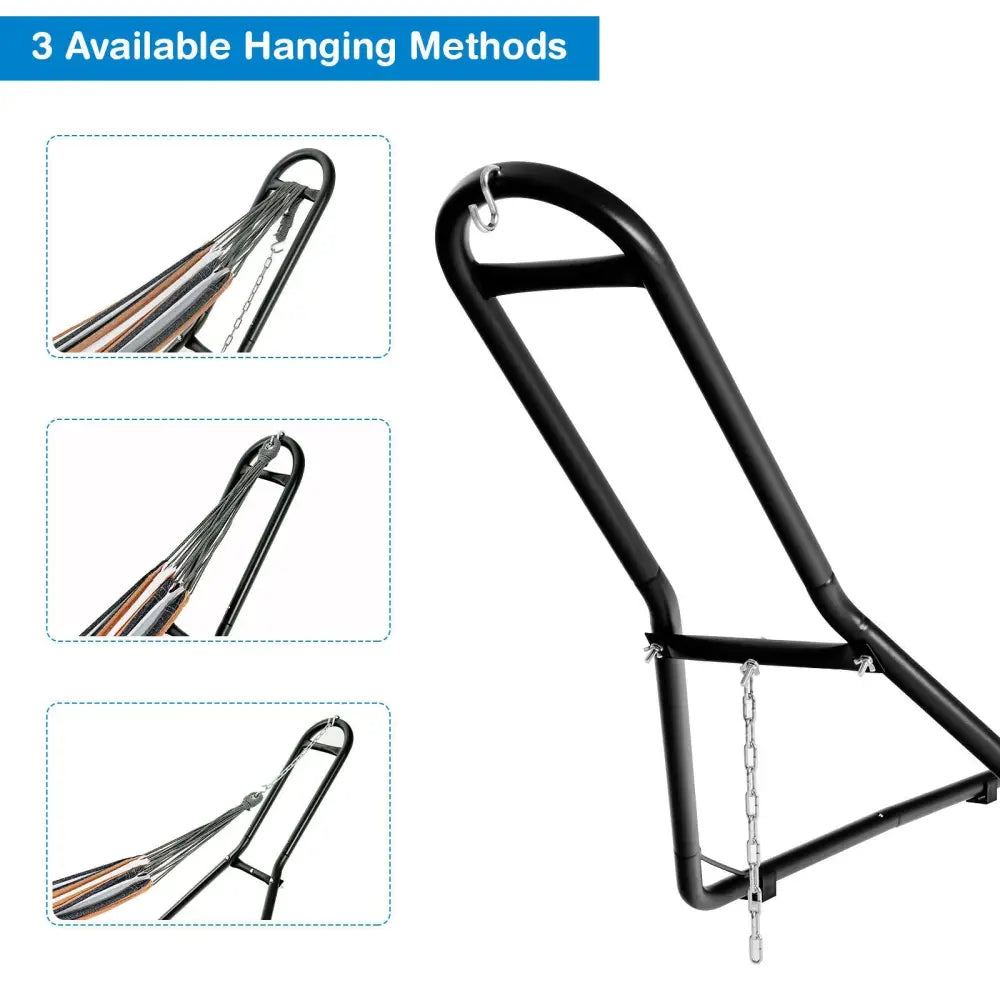 Indoor and Outdoor Hammock Frame Heavy Steel Frame Hanging Hooks - Black - Hammocks