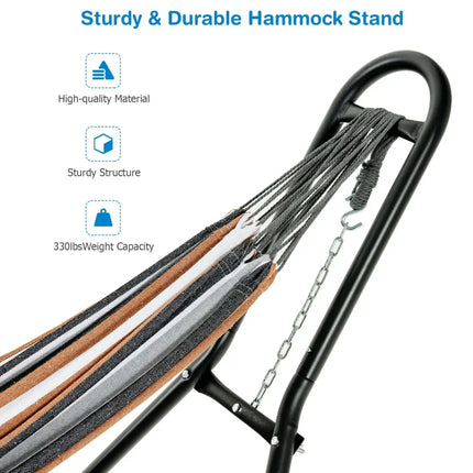 Indoor and Outdoor Hammock Frame Heavy Steel Frame Hanging Hooks - Black - Hammocks