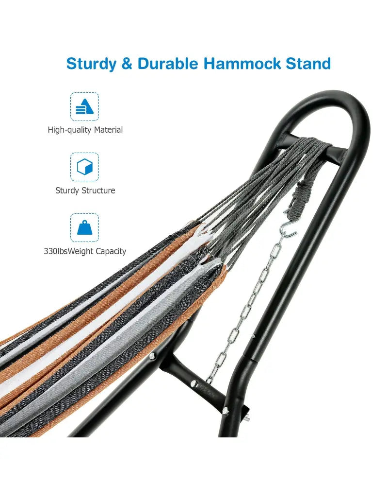 Indoor and Outdoor Hammock Frame Heavy Steel Frame Hanging Hooks - Black - Hammocks