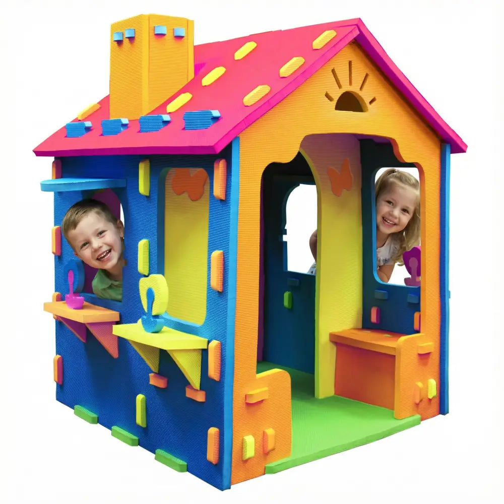 Indoor Cottage Playset with Roof and Chimney for Creative Play-Multicolor - Multicolor - Play Tents & Playhouse