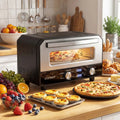 Indoor Electric Pizza Oven Countertop Pizza Oven for 12 Inch Pizzas-Black - Black - Toaster Ovens