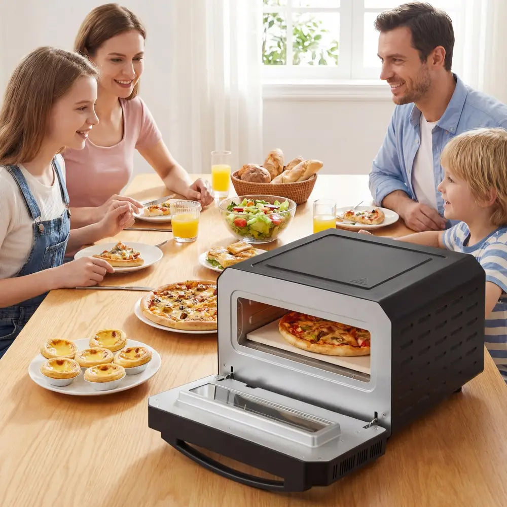 Indoor Electric Pizza Oven Countertop Pizza Oven for 12 Inch Pizzas-Black - Black - Toaster Ovens