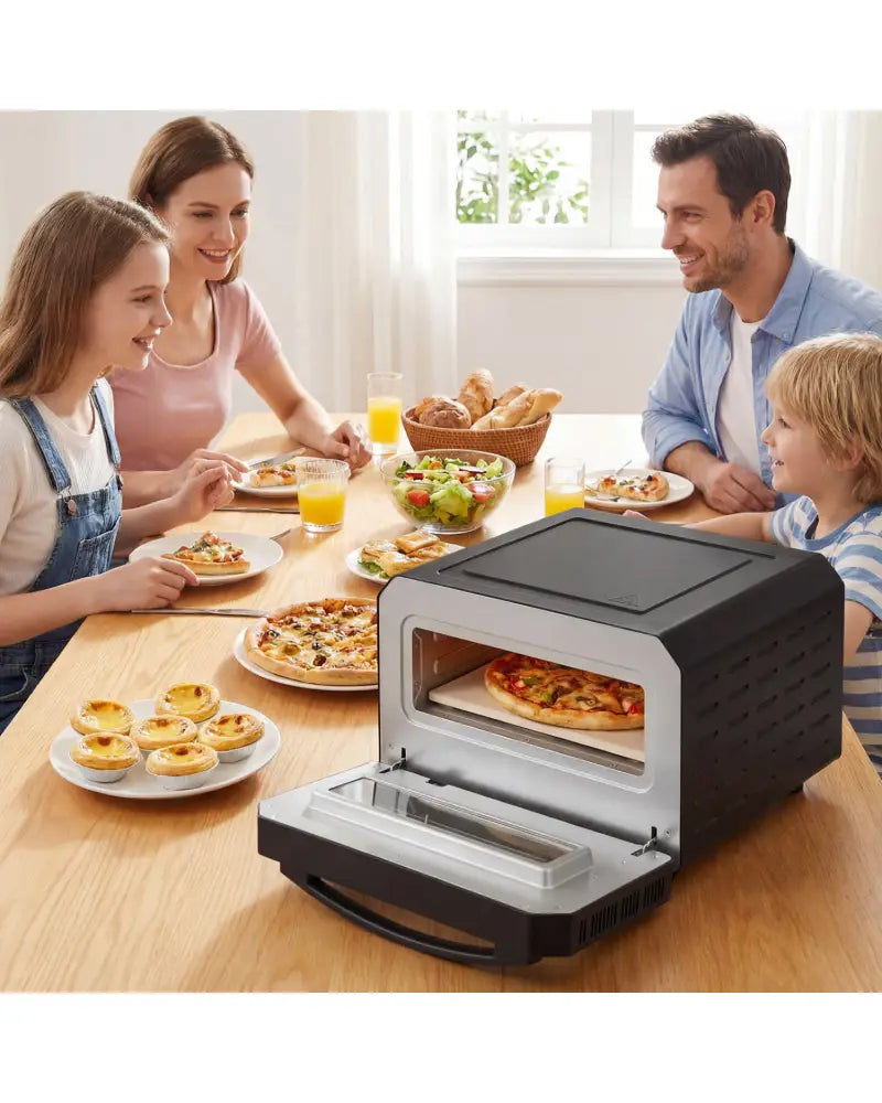 Indoor Electric Pizza Oven Countertop Pizza Oven for 12 Inch Pizzas-Black - Black - Toaster Ovens