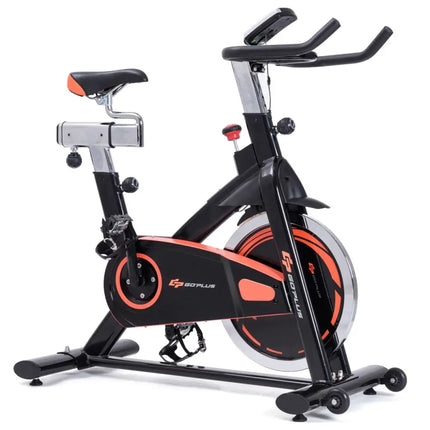 Indoor Fixed Aerobic Fitness Exercise Bicycle with Flywheel and LCD Display - Black - Exercise Bikes