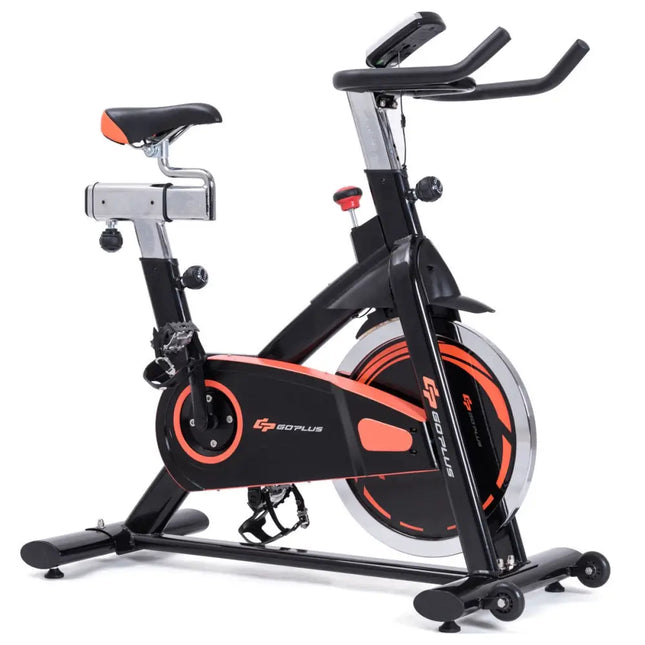 Indoor Fixed Aerobic Fitness Exercise Bicycle with Flywheel and LCD Display - Black - Exercise Bikes