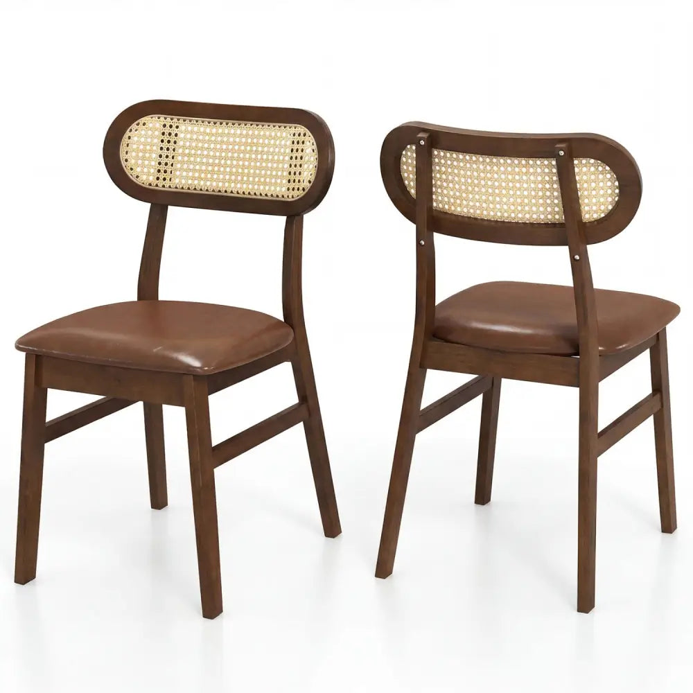 Indoor Mid Century Wood Dining Chairs Set of 2 for Dining Room-Coffee - Coffee - Dining Chairs