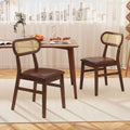 Indoor Mid Century Wood Dining Chairs Set of 2 for Dining Room-Coffee - Coffee - Dining Chairs