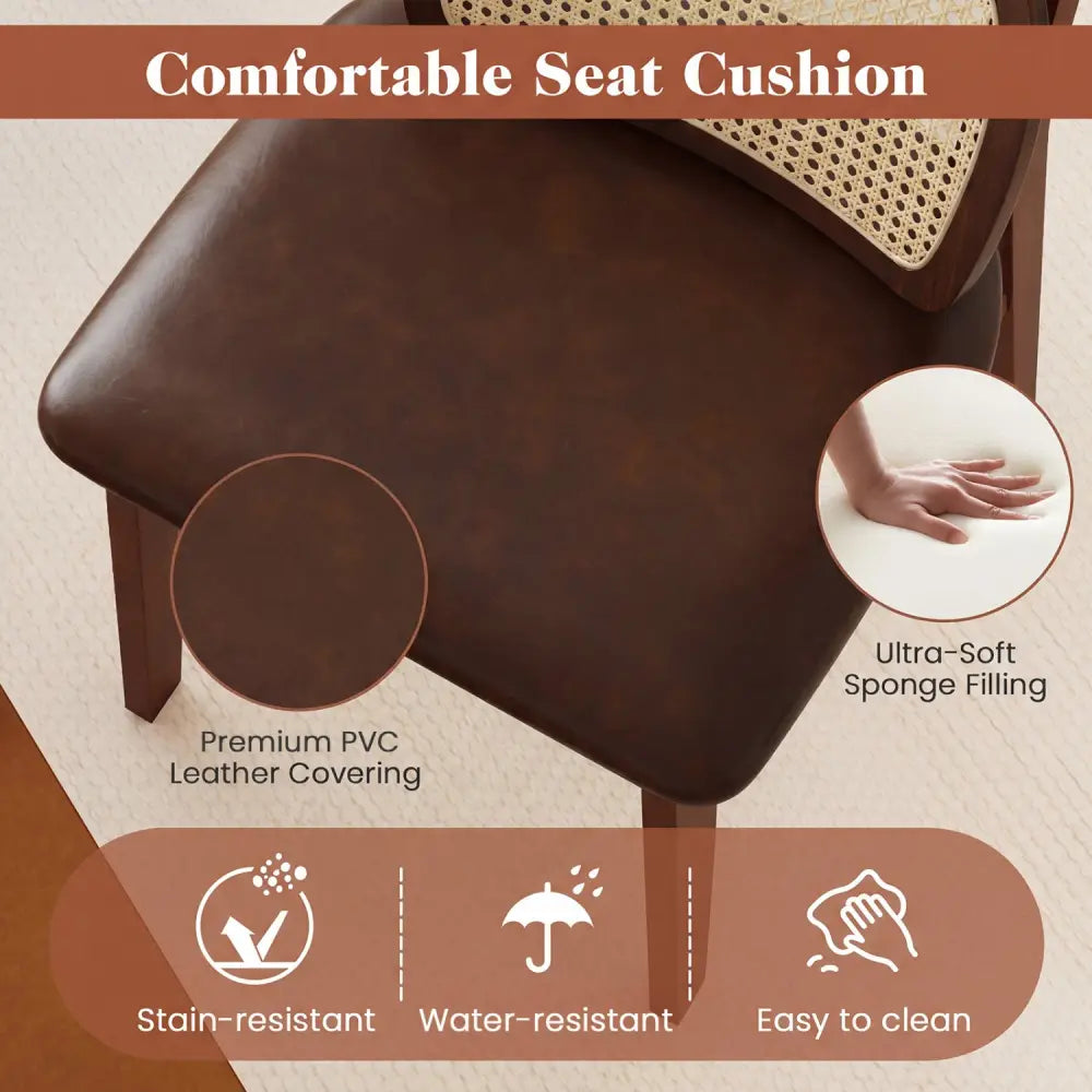 Indoor Mid Century Wood Dining Chairs Set of 2 for Dining Room-Coffee - Coffee - Dining Chairs