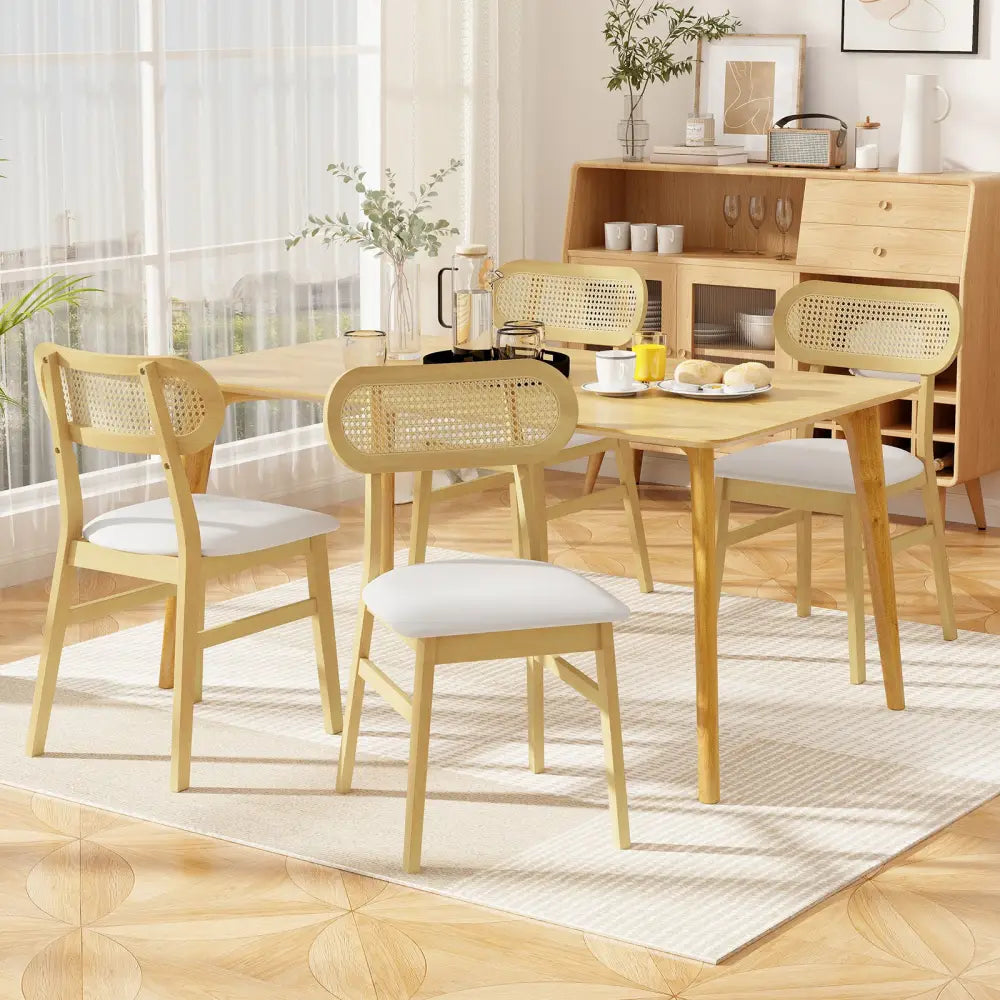 Indoor Mid Century Wood Dining Chairs Set of 2 for Dining Room-White - White - Dining Chairs