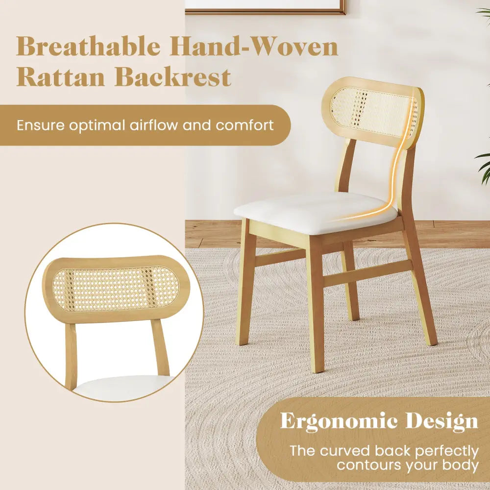Indoor Mid Century Wood Dining Chairs Set of 2 for Dining Room-White - White - Dining Chairs