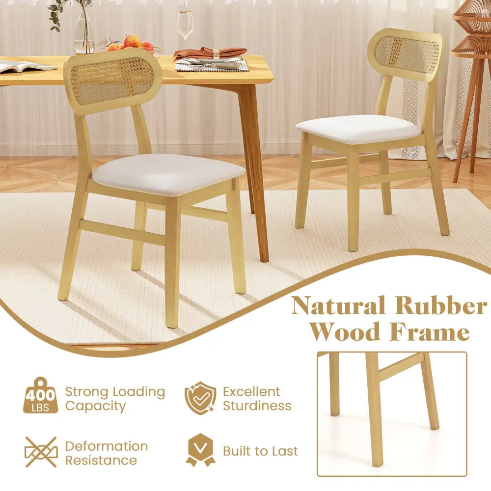 Indoor Mid Century Wood Dining Chairs Set of 2 for Dining Room-White - White - Dining Chairs