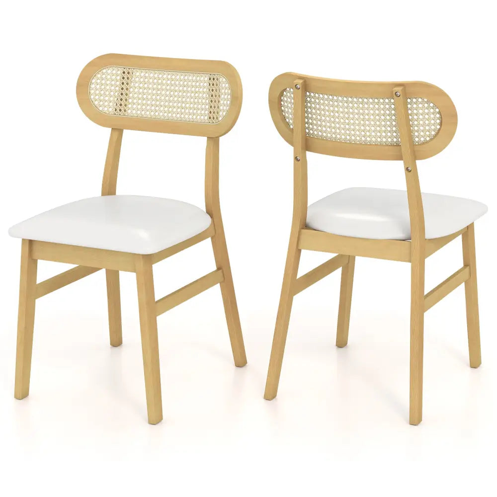 Indoor Mid Century Wood Dining Chairs Set of 2 for Dining Room-White - White - Dining Chairs