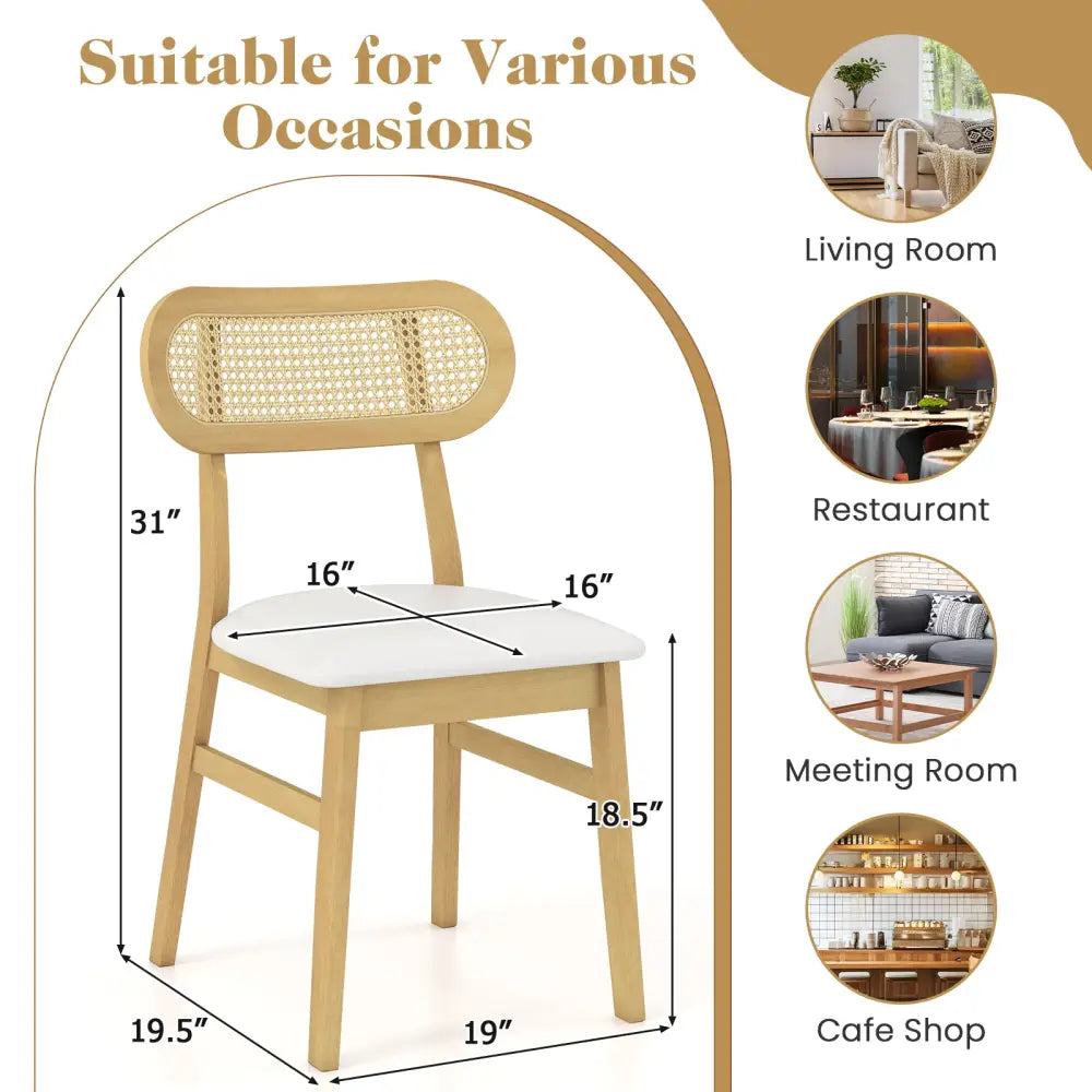 Indoor Mid Century Wood Dining Chairs Set of 2 for Dining Room-White - White - Dining Chairs