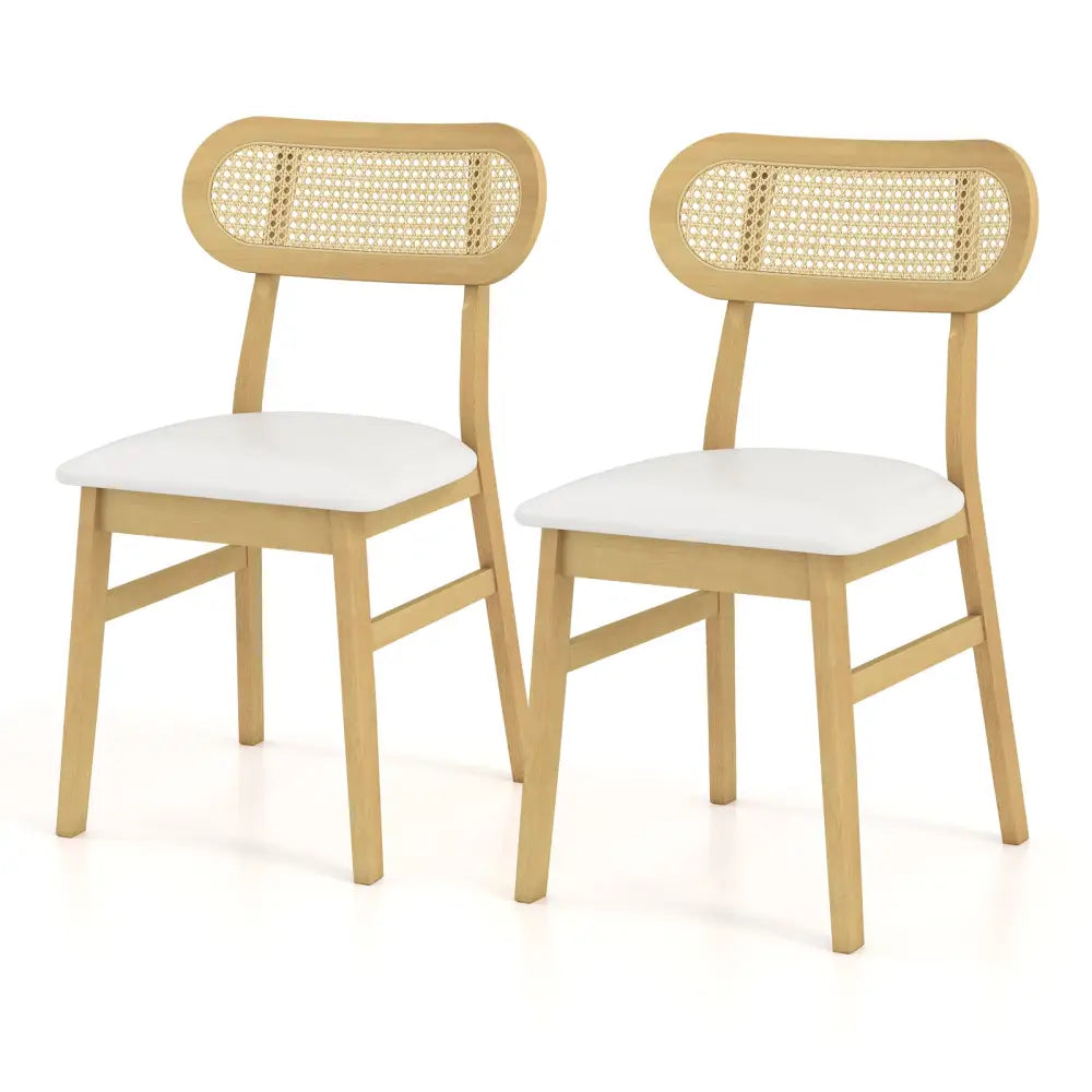 Indoor Mid Century Wood Dining Chairs Set of 2 for Dining Room-White - White - Dining Chairs