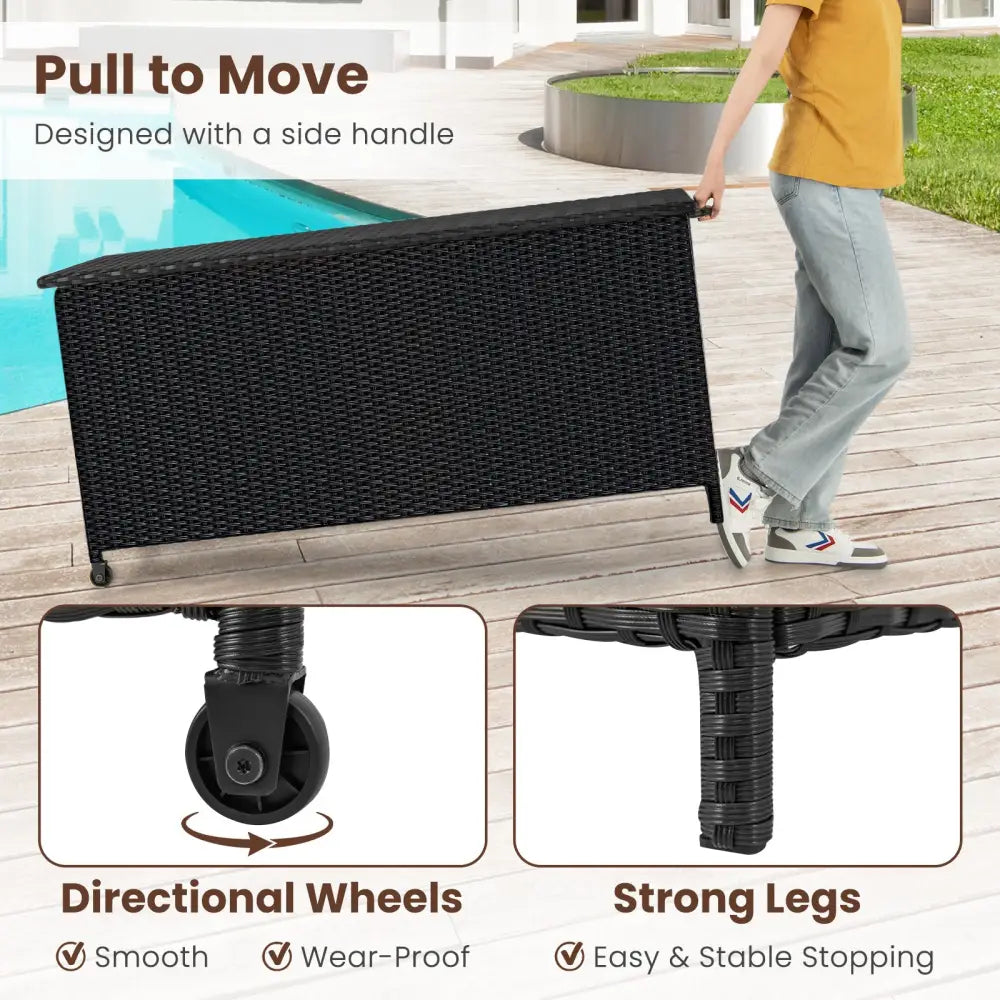 Indoor Outdoor 85 Gallon Storage Container with Waterproof Liner and Universal Wheels-Black - Black - Sheds & Outdoor