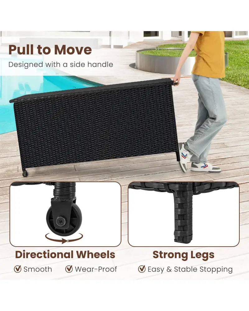 Indoor Outdoor 85 Gallon Storage Container with Waterproof Liner and Universal Wheels-Black - Black - Sheds & Outdoor