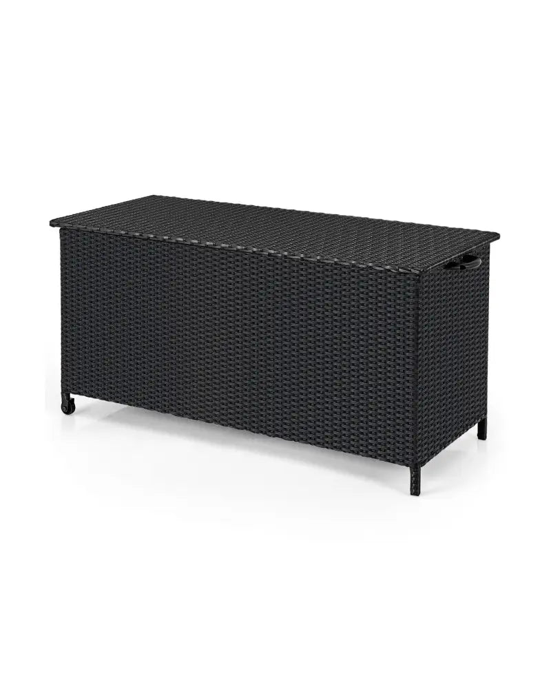 Indoor Outdoor 85 Gallon Storage Container with Waterproof Liner and Universal Wheels-Black - Black - Sheds & Outdoor