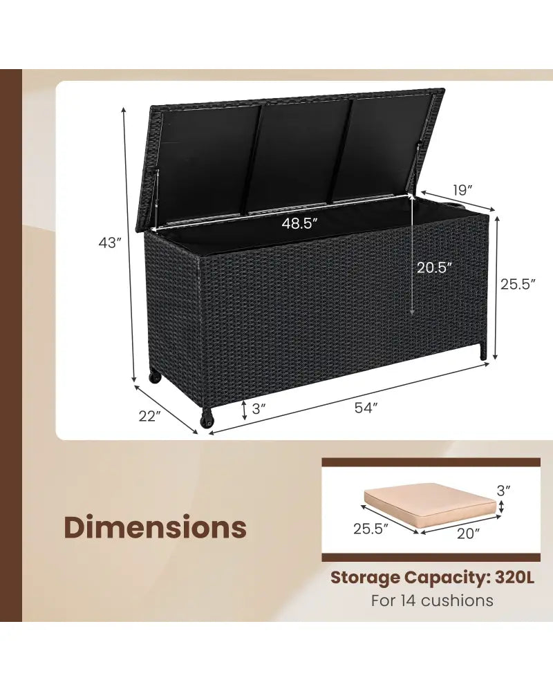 Indoor Outdoor 85 Gallon Storage Container with Waterproof Liner and Universal Wheels-Black - Black - Sheds & Outdoor