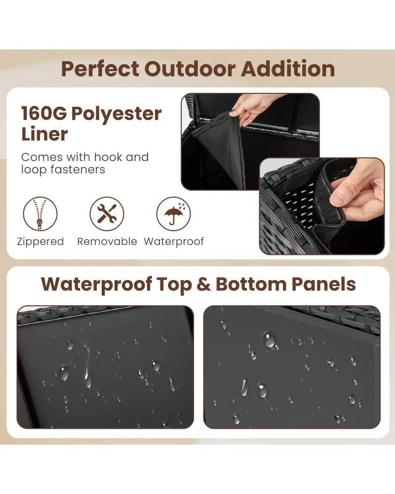 Indoor Outdoor 85 Gallon Storage Container with Waterproof Liner and Universal Wheels-Black - Black - Sheds & Outdoor