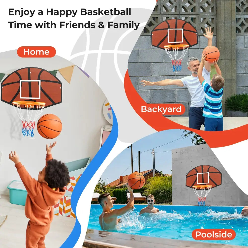 Indoor Outdoor Basketball Games with Large Shatter-proof Backboard - Red - Sport Equipments