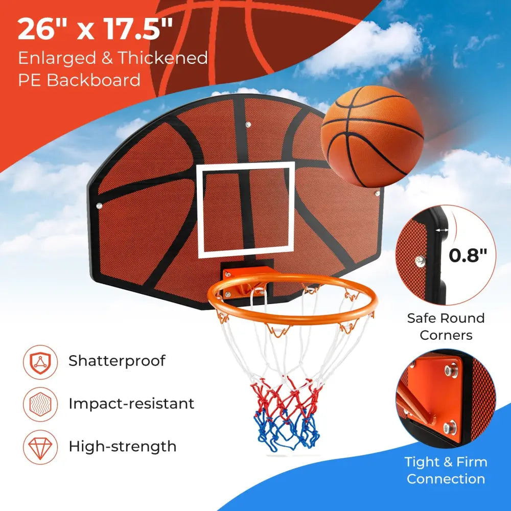 Indoor Outdoor Basketball Games with Large Shatter-proof Backboard - Red - Sport Equipments