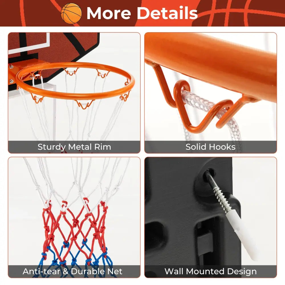 Indoor Outdoor Basketball Games with Large Shatter-proof Backboard - Red - Sport Equipments