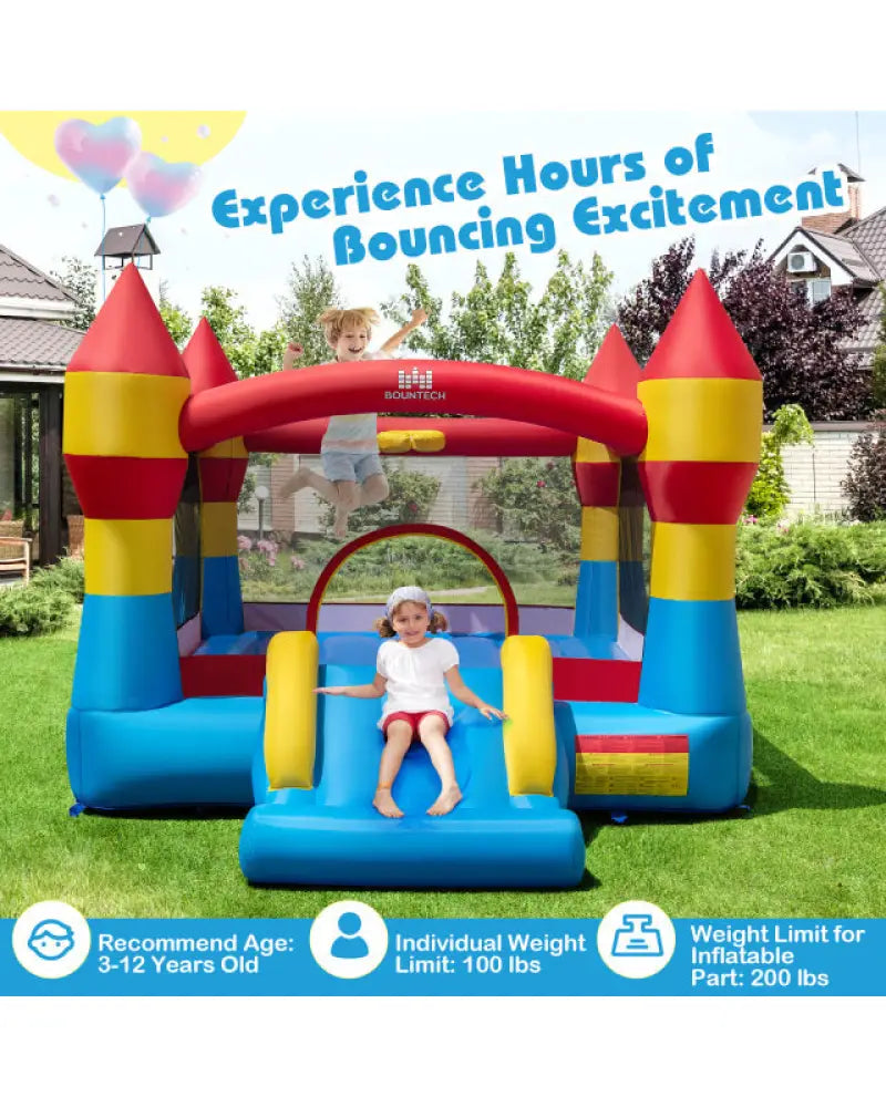 Indoor Outdoor Blow-up Bouncy Castle with 550W Blower for Yard - Bounce House