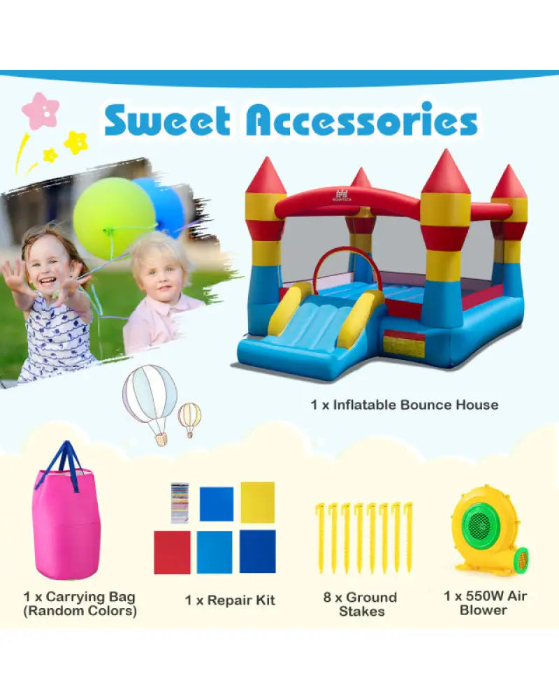 Indoor Outdoor Blow-up Bouncy Castle with 550W Blower for Yard - Bounce House
