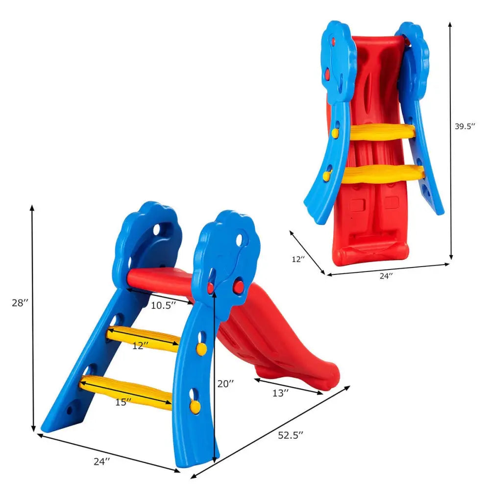 Indoor Outdoor Children Folding Up-down Slide - Red - Climbers & Slides