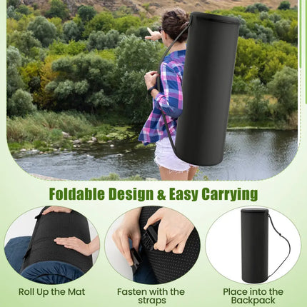 Indoor outdoor Sleeping mat with High density foam Cushion and Carrying Bag-Navy - Navy - Air Mattresses & Sleeping Bags