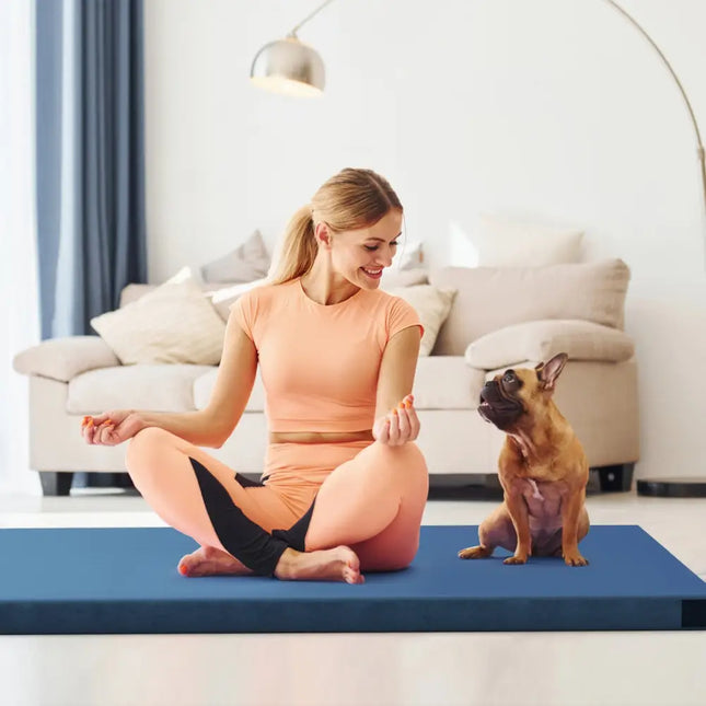 Indoor outdoor Sleeping mat with High density foam Cushion and Carrying Bag-Navy - Navy - Air Mattresses & Sleeping Bags