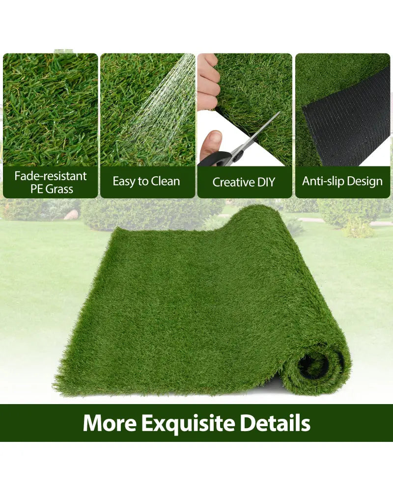 Indoor Outdoor Synthetic Turf Mat with Drainage Holes-M - Green - Outdoor Decor