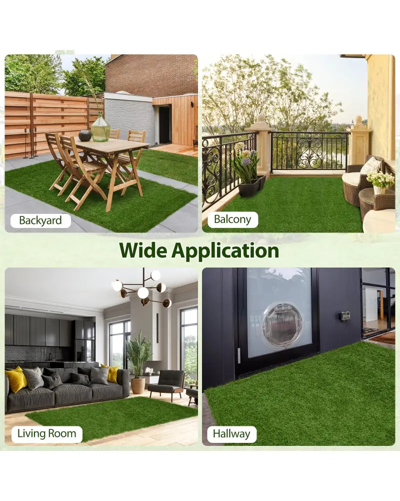 Indoor Outdoor Synthetic Turf Mat with Drainage Holes-M - Green - Outdoor Decor