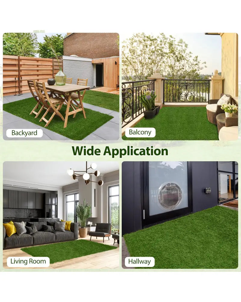 Indoor Outdoor Synthetic Turf Mat with Drainage Holes-S - Green - Outdoor Decor