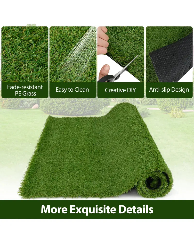 Indoor Outdoor Synthetic Turf Mat with Drainage Holes-S - Green - Outdoor Decor