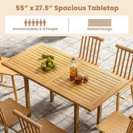 Indoor Outdoor Teak Wood Slatted Tabletop Panel Board Split in 2 Square - Natural - Patio Dining Tables