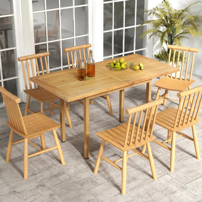 Indoor Outdoor Teak Wood Slatted Tabletop Panel Board Split in 2 Square - Natural - Patio Dining Tables