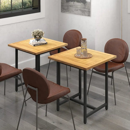 Indoor Outdoor Teak Wood Slatted Tabletop Panel Board Split in 2 Square - Natural - Patio Dining Tables