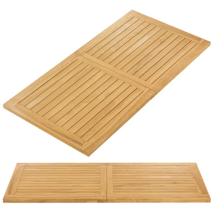 Indoor Outdoor Teak Wood Slatted Tabletop Panel Board Split in 2 Square - Natural - Patio Dining Tables